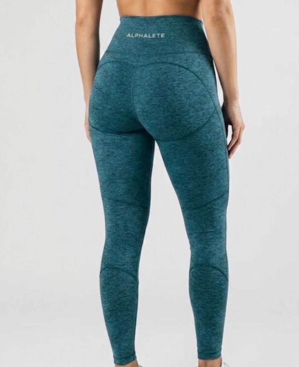 Alphalete OG Revival High-Waisted Leggings in Teal Marl-S